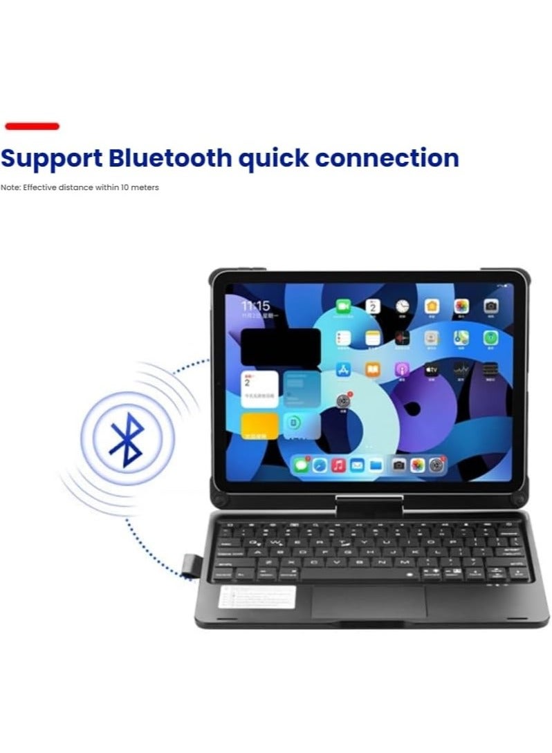 Backlit Rotating Keyboard Case for iPad 11-inch (A16) 2025, Multi-Function Tablet Cover with Touchpad and Pen Slot Bluetooth Keyboard - Image 3